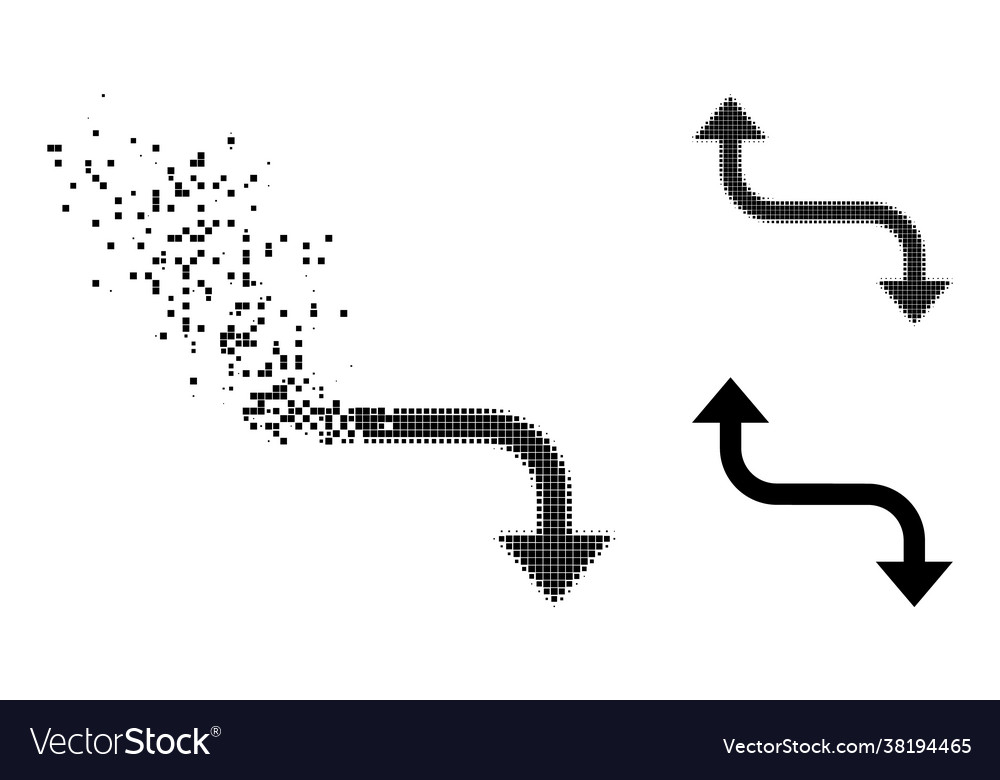 Dissipated und Halbton pixeliert entgegengesetzte Kurve vector image Dissipated und Halbton pixeliert entgegengesetzte Kurve