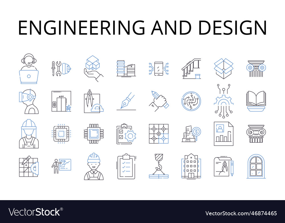 Engineering and design line icons collection Vector Image