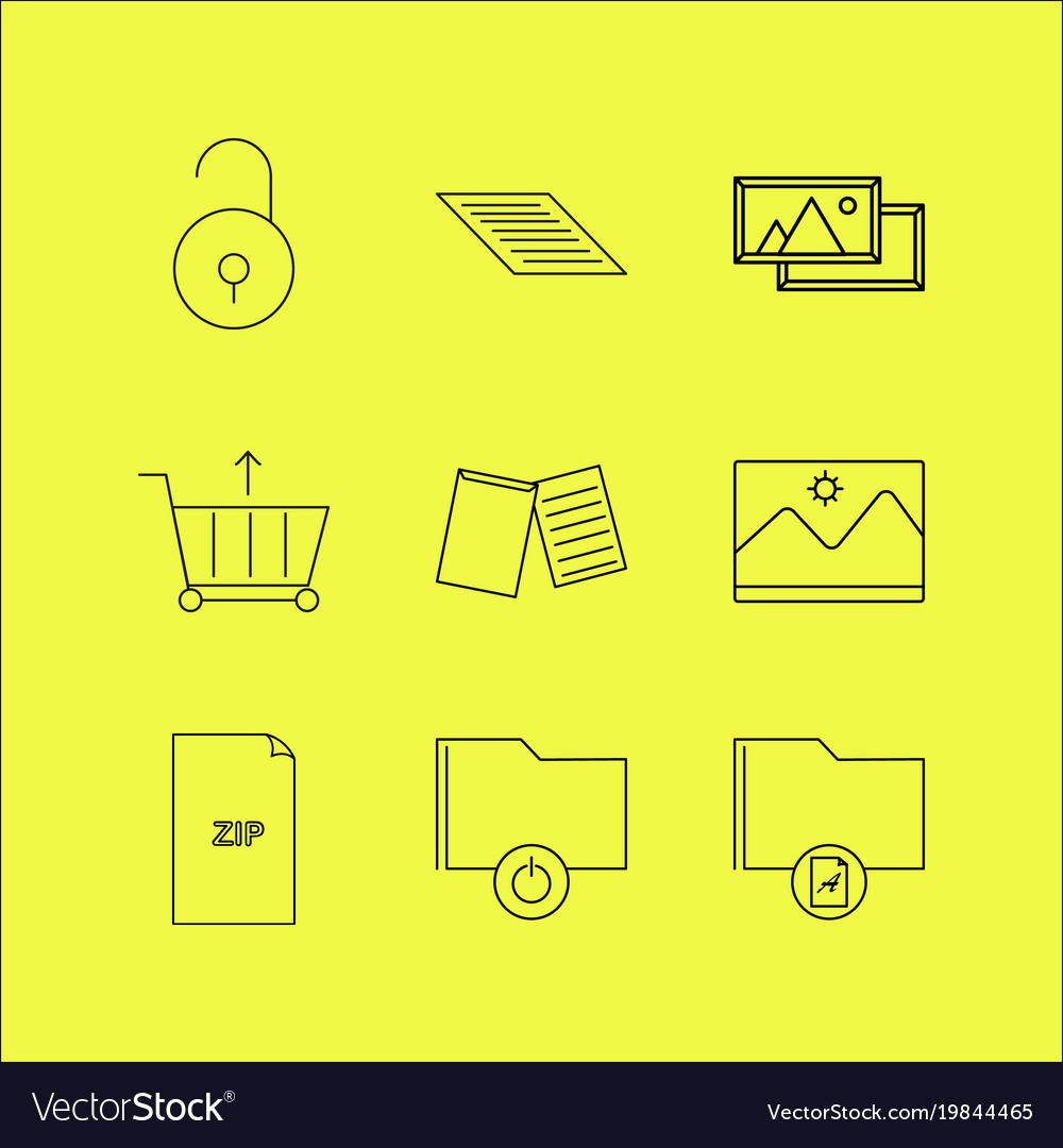 Files and folders linear icon set simple outline