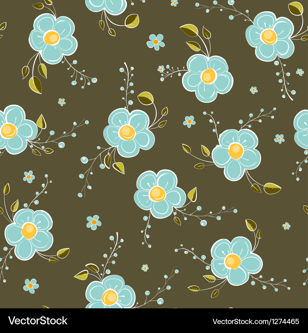 Seamless blue flowers pattern Royalty Free Vector Image