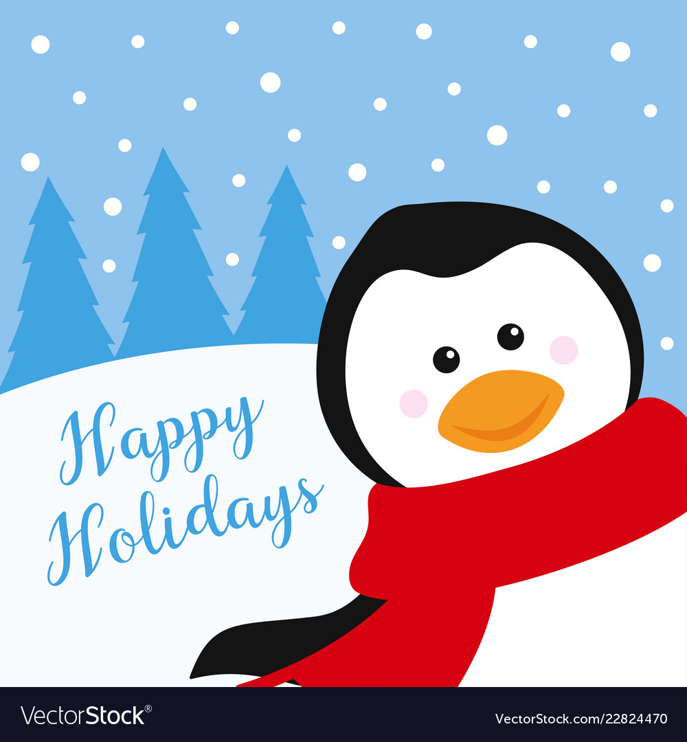 Christmas Card With Penguin Royalty Free Vector Image