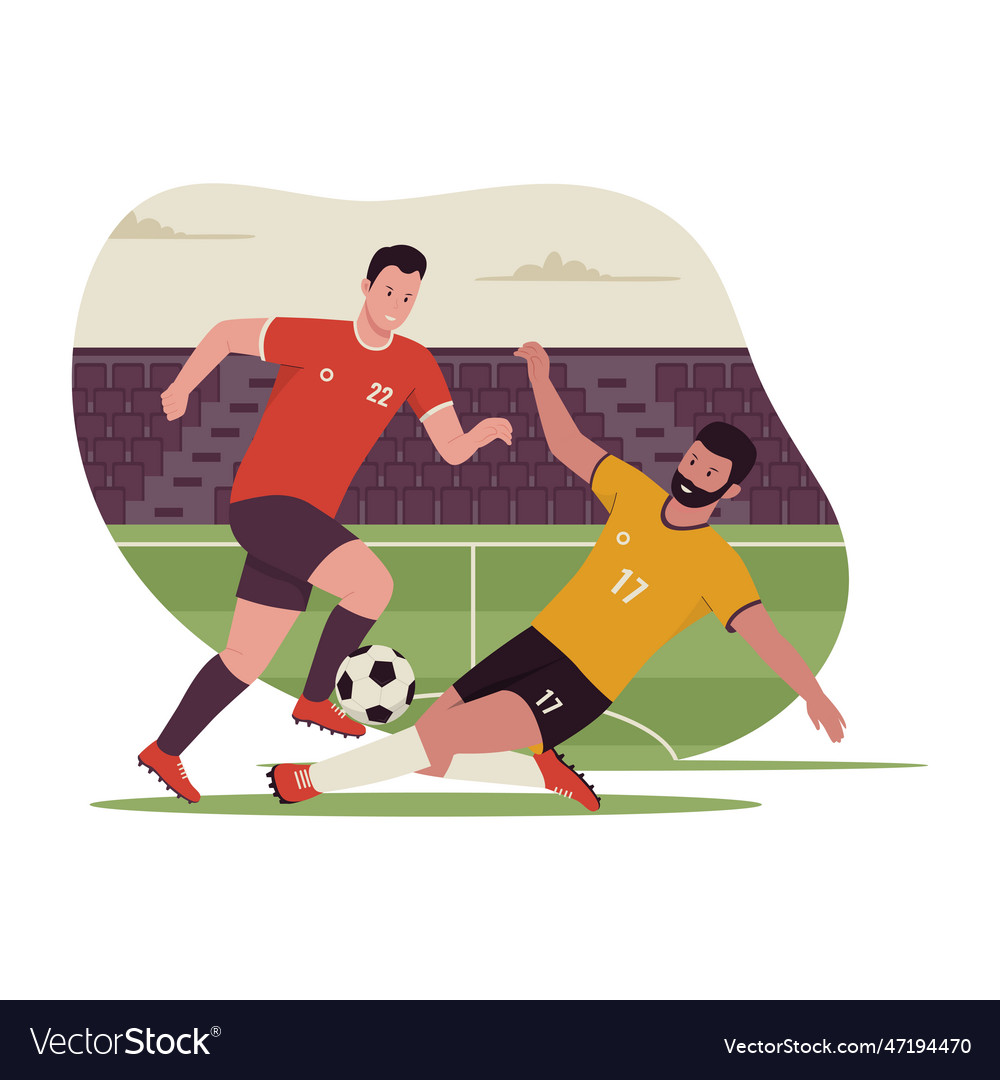 Flat design of soccer players in duel football