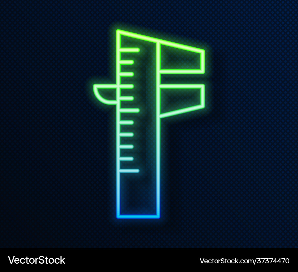 Glowing neon line calliper or caliper and scale Vector Image
