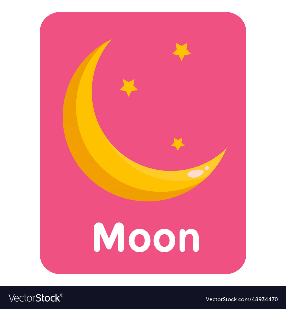 Moon vocabulary flashcard Royalty Free Vector Image