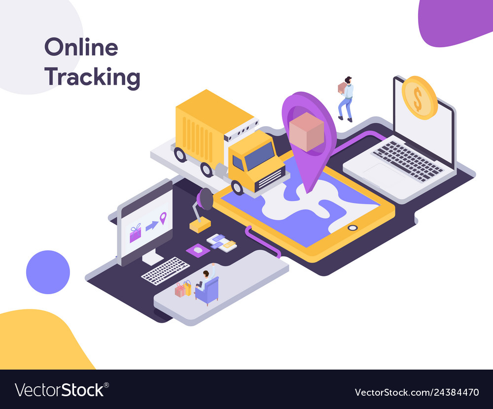 Online delivery tracking isometric modern flat Vector Image