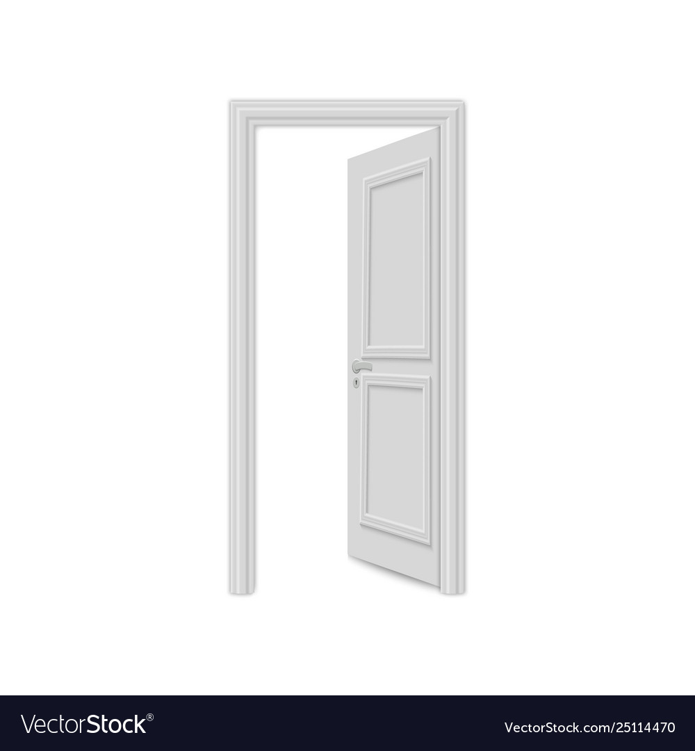 Realistic door isolated on white background