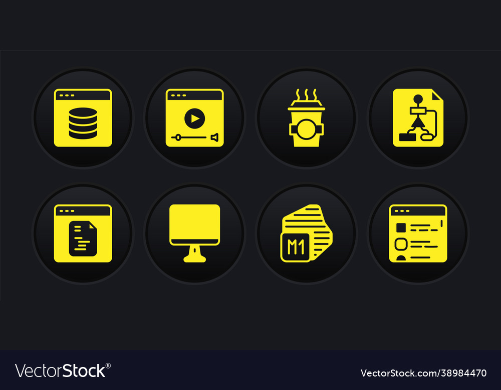 Set software flowchart computer monitor screen vector image Set software flowchart computer monitor screen