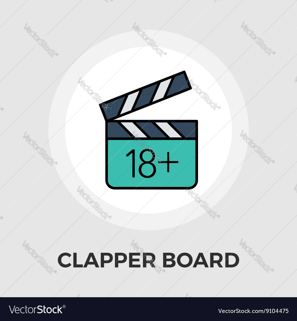 Adult movie clapper flat icon Royalty Free Vector Image