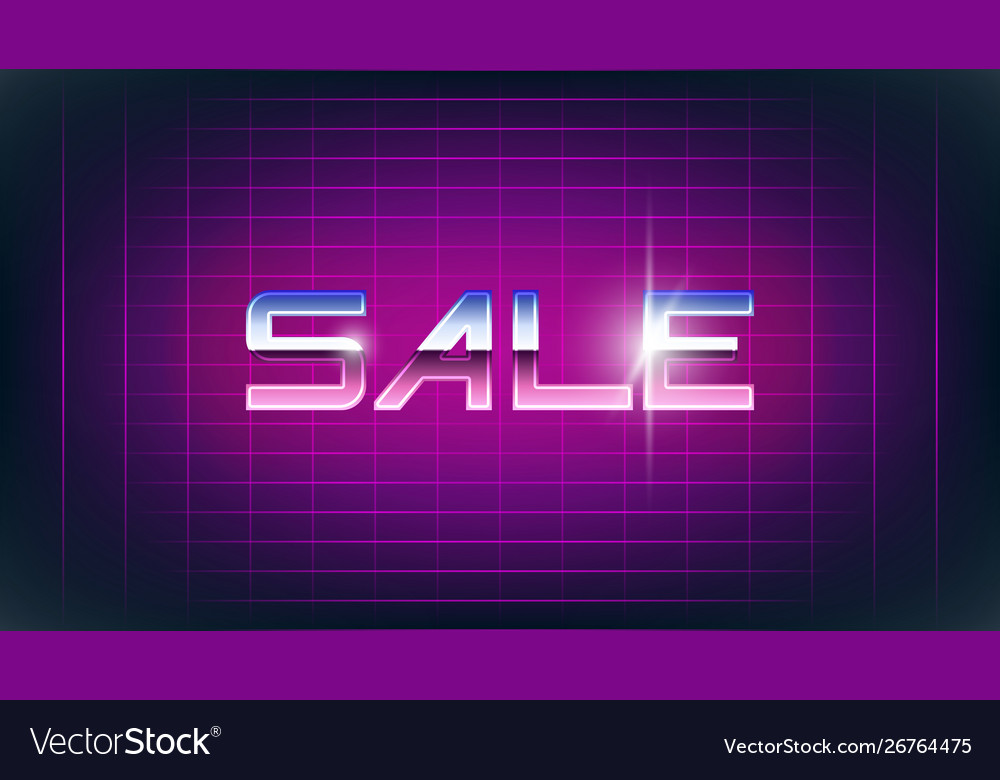 Sale retro banner old style chrome text vector image Sale retro banner old style chrome text