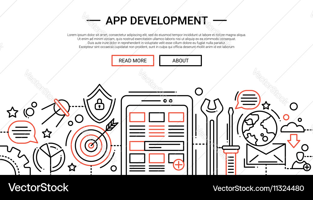App Development Line Design Website Banner Vector Image