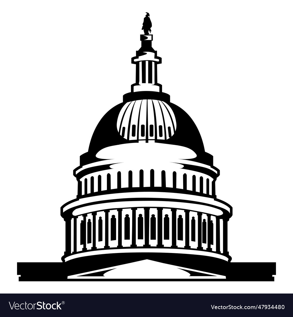 Capitol dome american landmark high contrast Vector Image