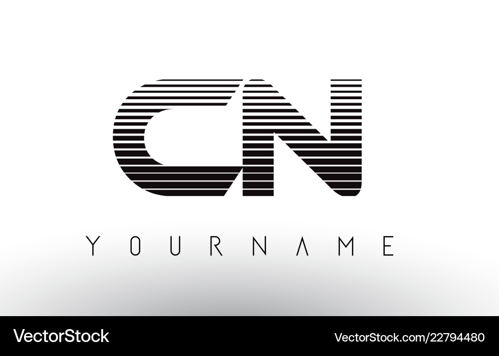 Cn C N Black And White Horizontal Stripes Letter Vector Image