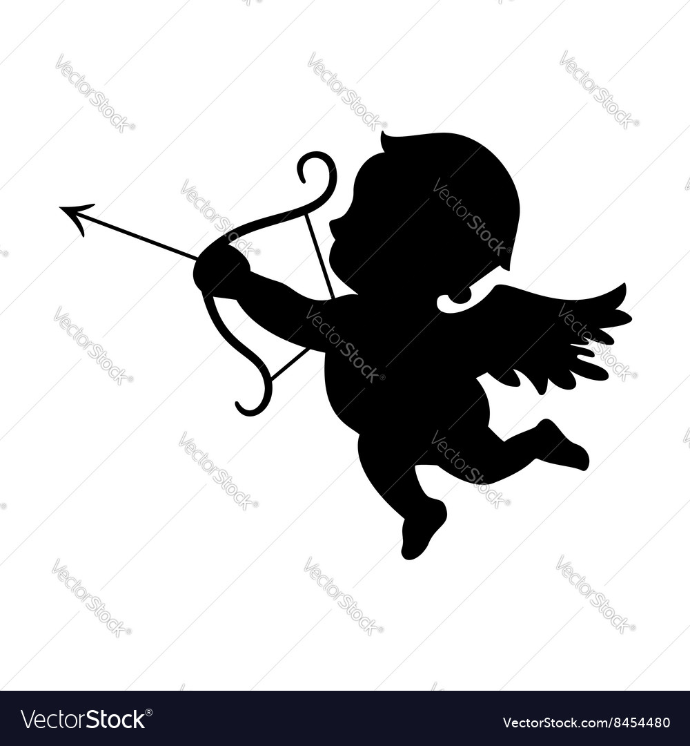 Download Cupid black silhouette valentines day symbol Vector Image