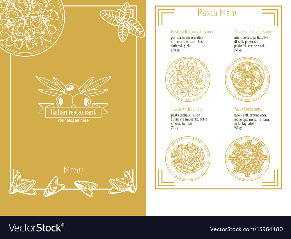 hand drawn italian menu template royalty free vector image