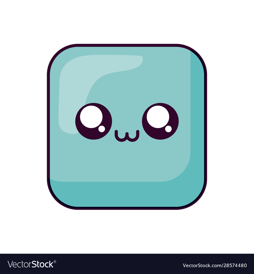 Happy square kawaii cartoon design Royalty Free Vector Image