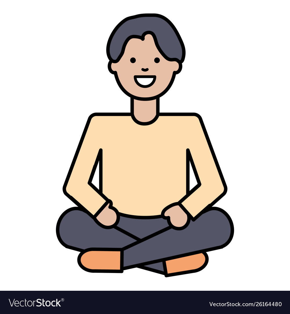 Happy young man with lotus position