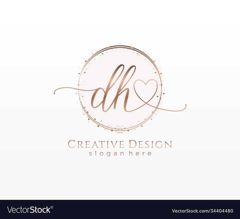 Initial dh handwriting logo with circle template Vector Image