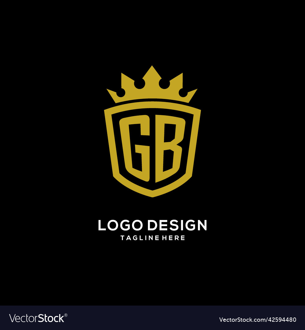 Initial gb logo shield crown style luxury elegant