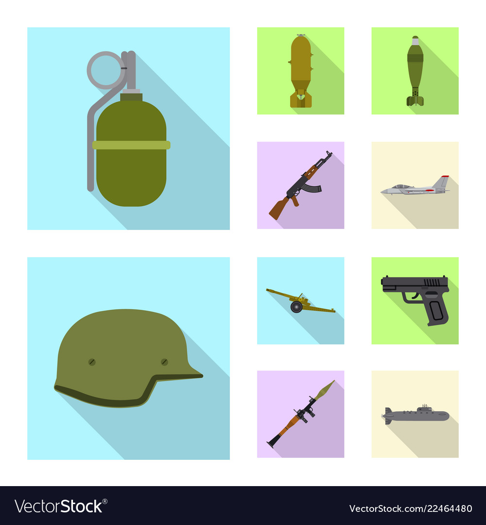 Isolated object of weapon and gun icon collection