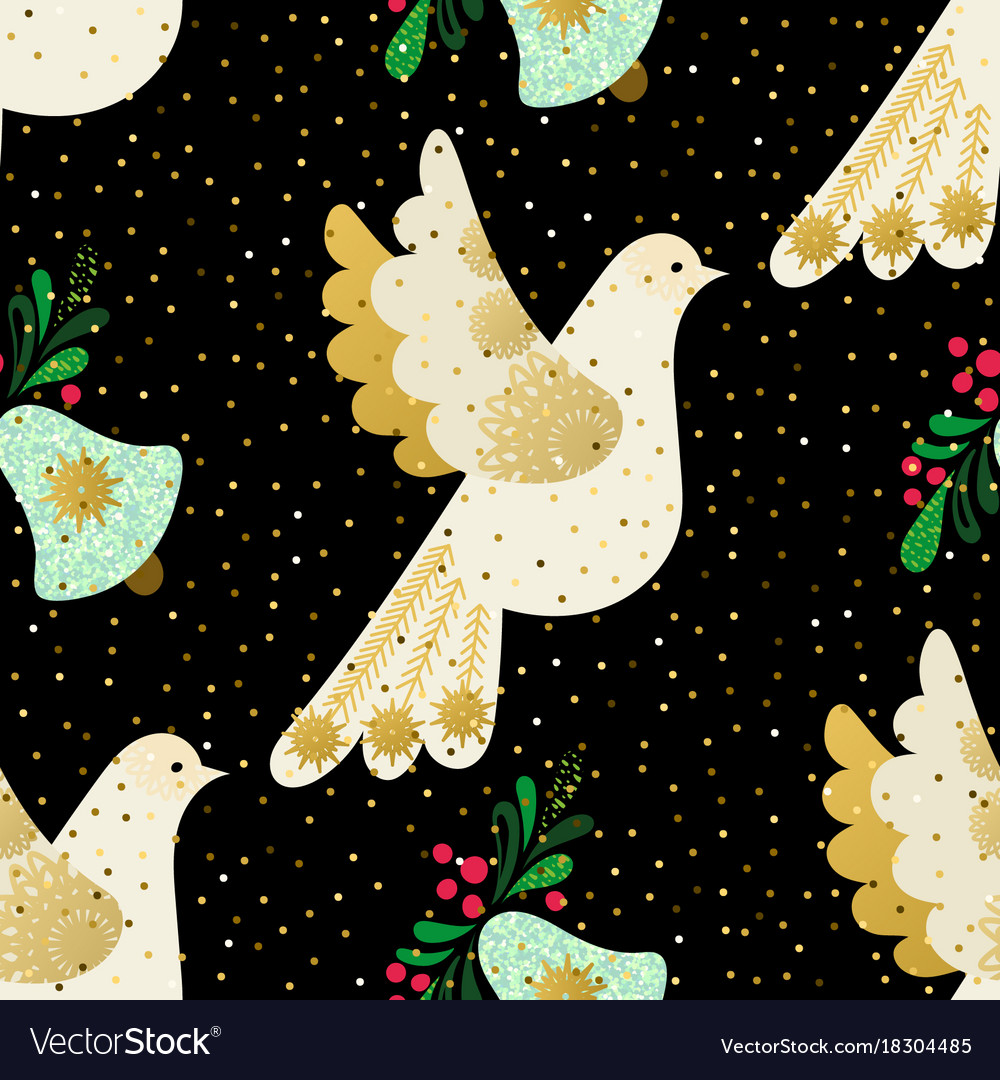 Dove of peace seamless christmas pattern