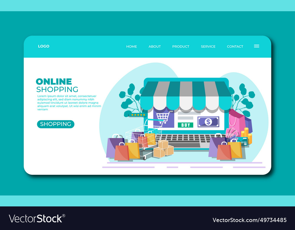 Free flat design shopping online landing page