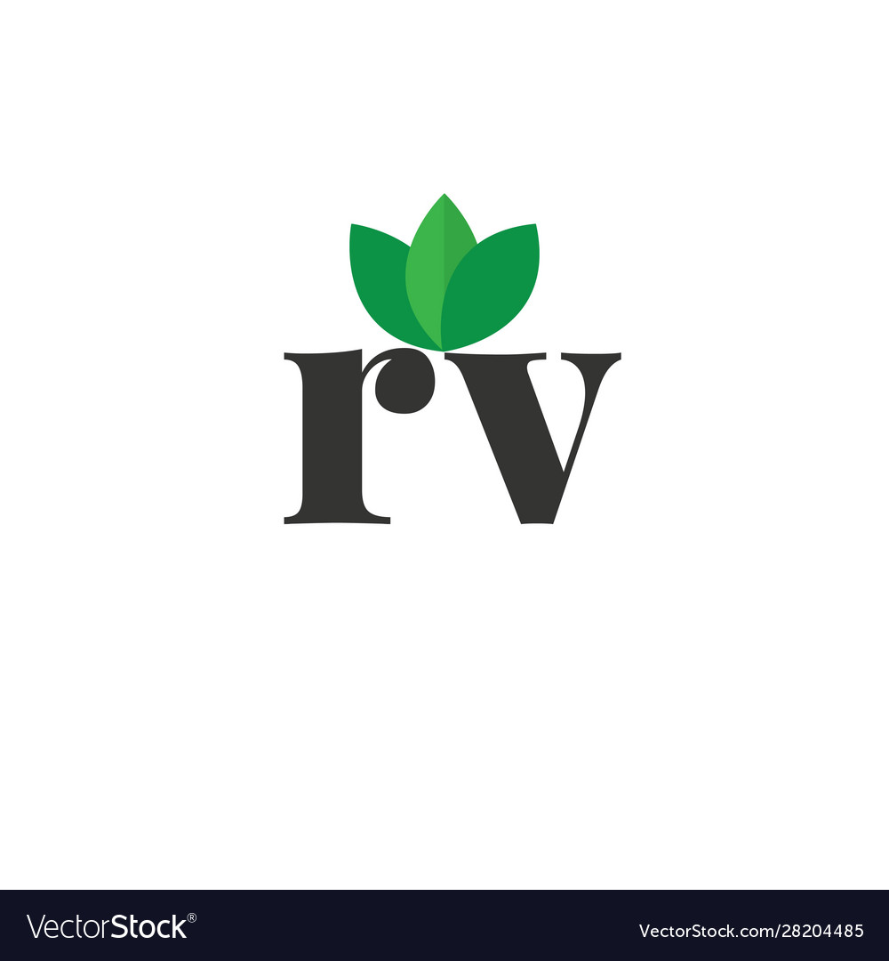 Initial letter rv green leaf logo design template