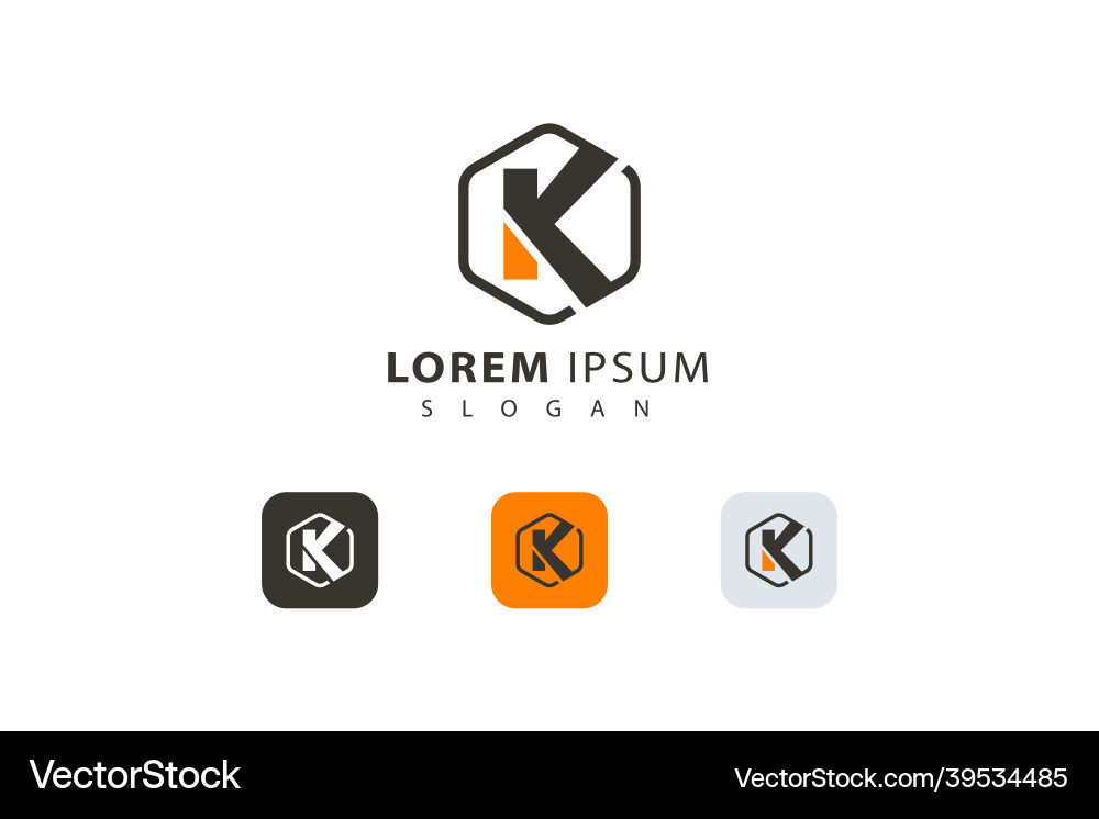 Letter k creative hexagonal simple logo Royalty Free Vector