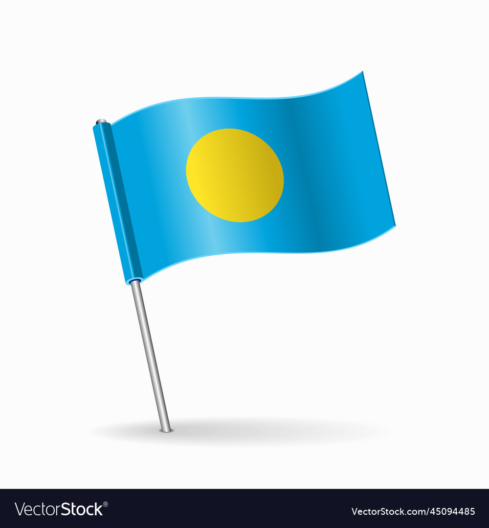 Palauan flag map pin pointer layout Royalty Free Vector