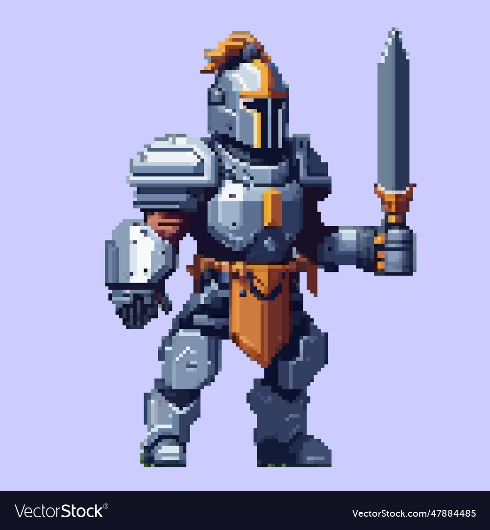 Robot pixel art character for 8 bit game scenery Vector Image