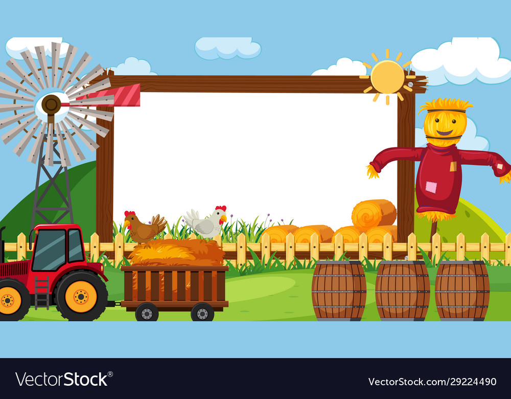 Border Template With Farm Scene In Background Vector Image