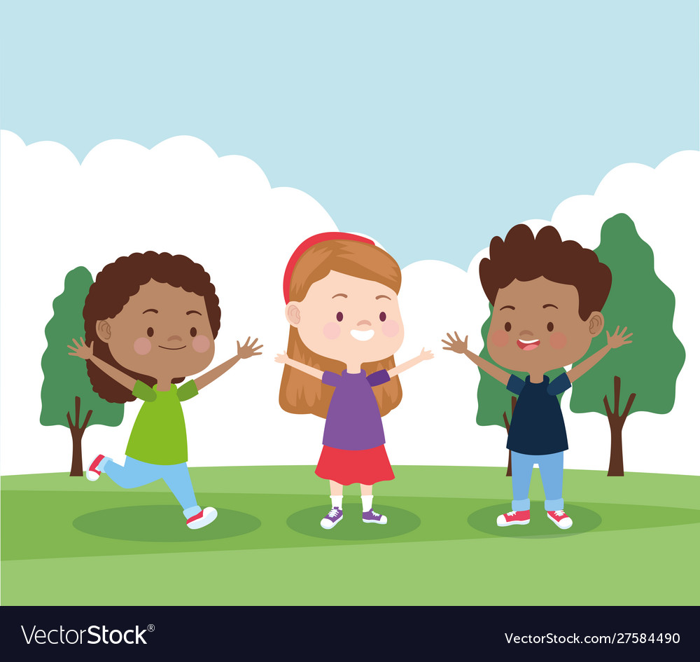 Cartoon happy little kids colorful design Vector Image