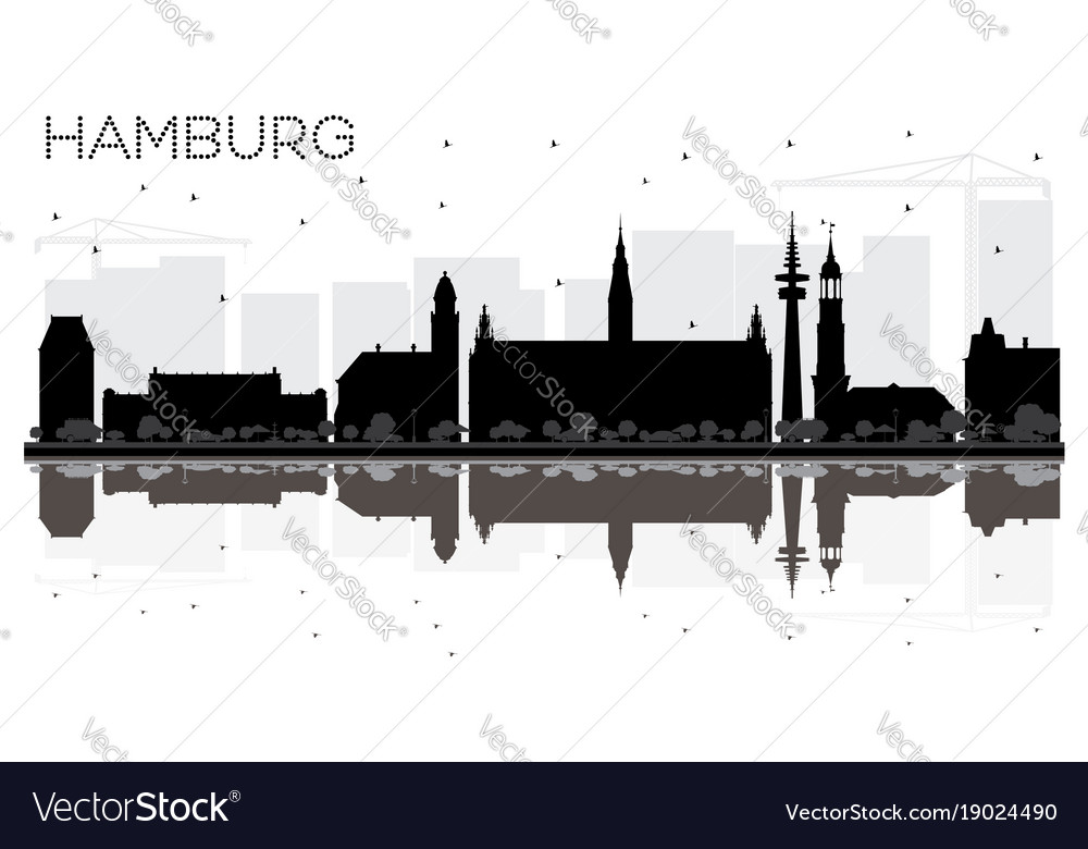 Hamburg germany city skyline black and white Vector Image