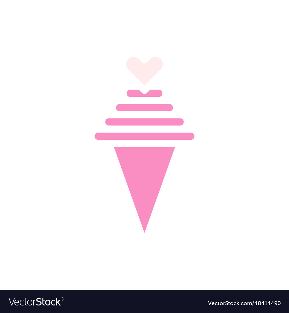 Ice cream love icon solid pink white style Vector Image