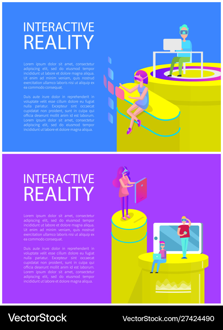 Interactive reality text set Royalty Free Vector Image
