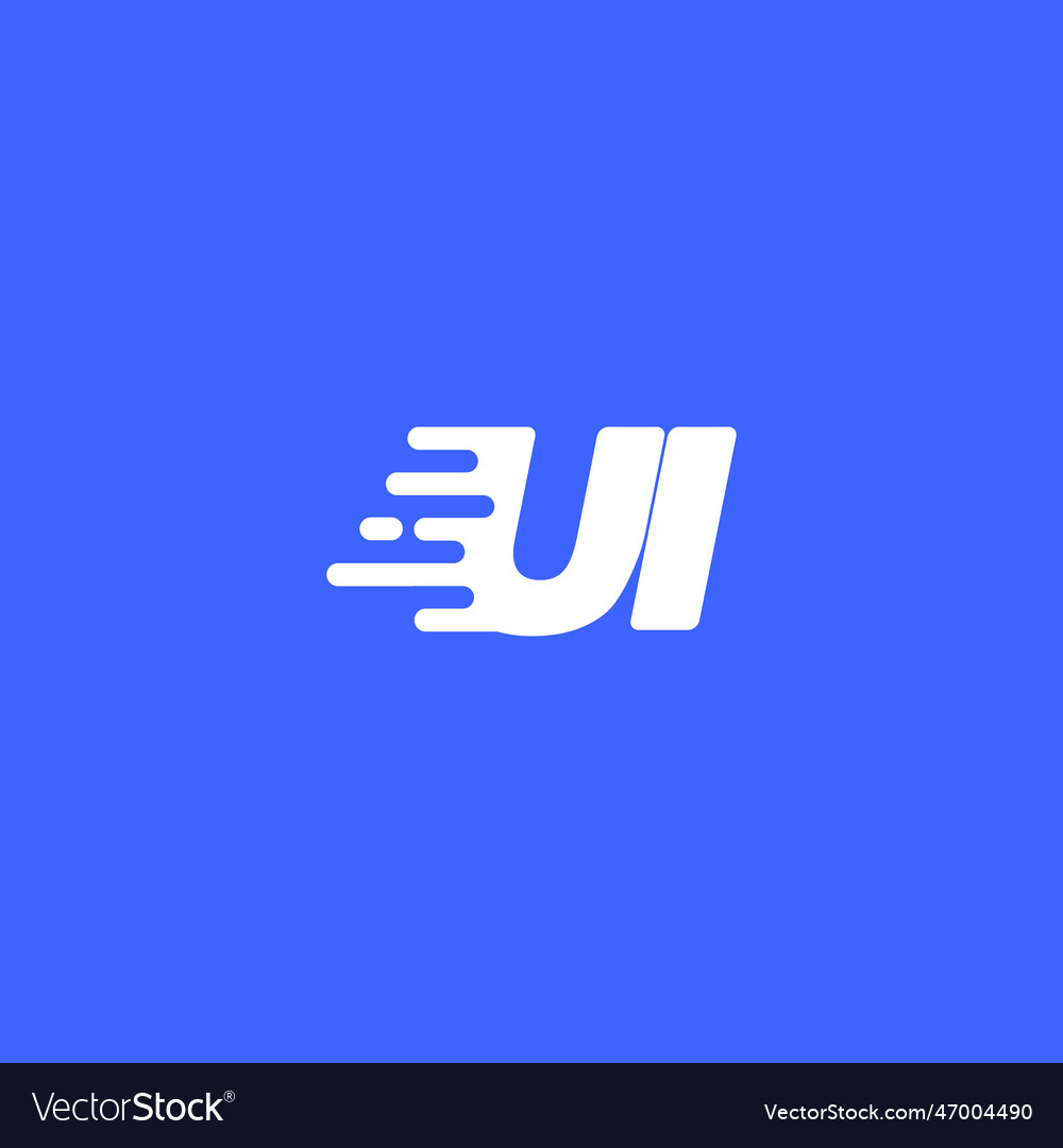 Letter ui fast speed technology modern logo design