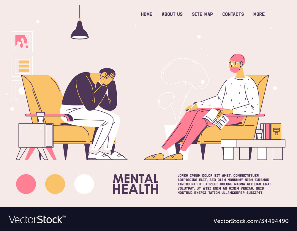 Mental health concept banner template vector image Mental health concept banner template