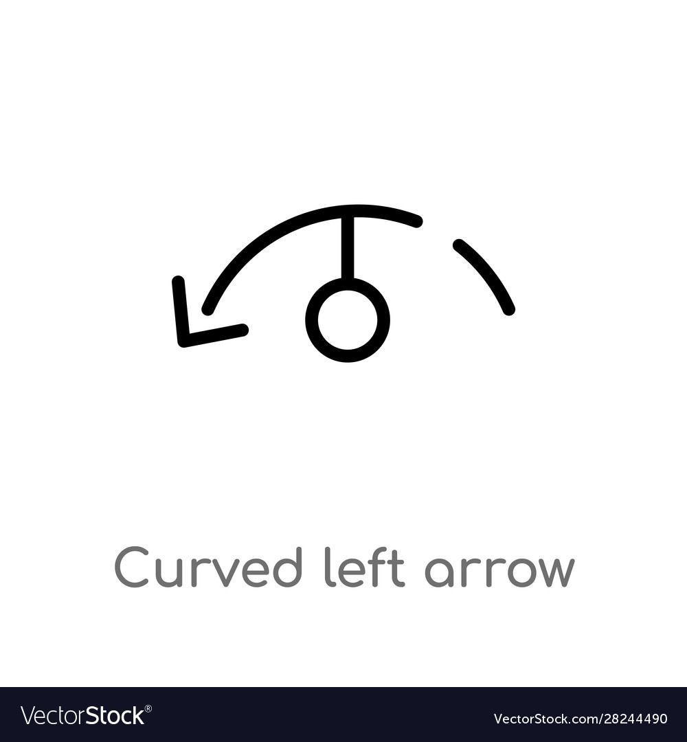 Outline gebogen links Pfeilsymbol isoliert schwarz