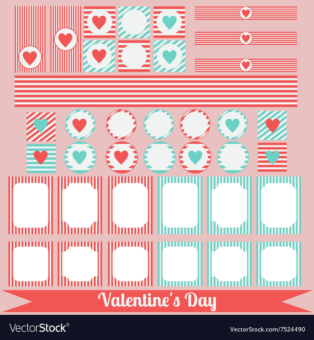 Printable set of saint valentine party elements Vector Image