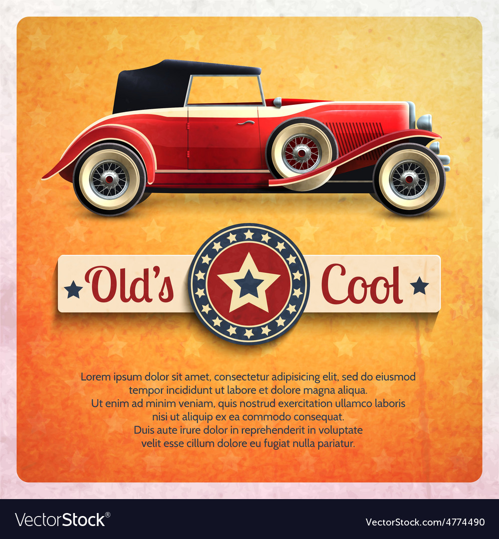 Retro car poster Royalty Free Vector Image - VectorStock