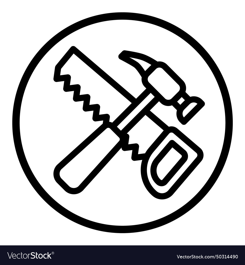 Saw and hammer flat icon isolated on white Vector Image