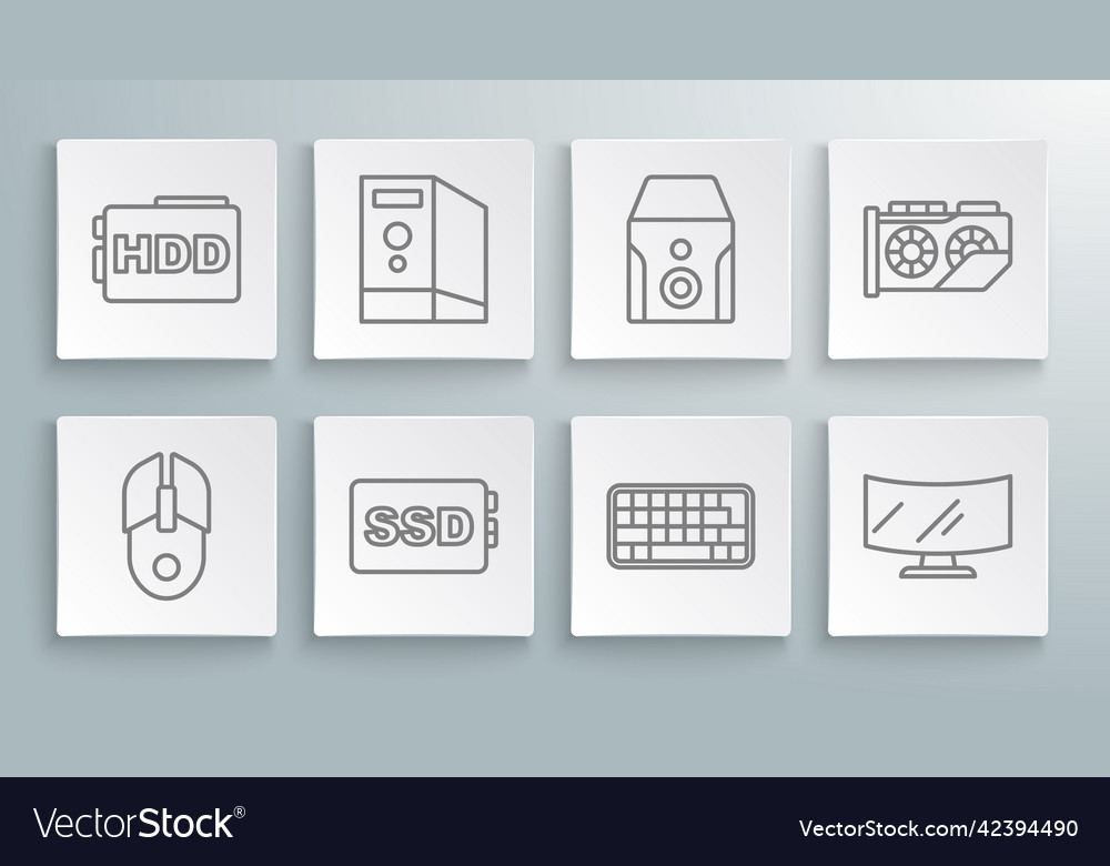 Set line computer mouse case of ssd vector image Set line computer mouse case of ssd