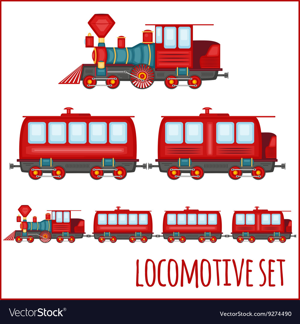 Set of vintage locomotives