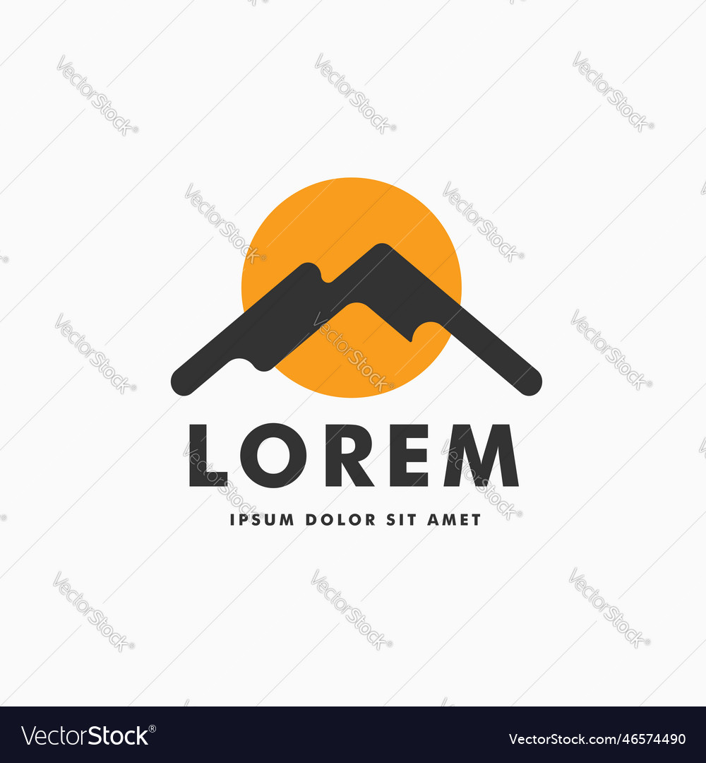 Einfache Logo-Design Berge mit Sonnenaufgang