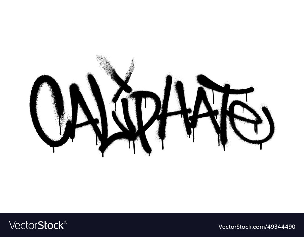 Sprayed caliphate font graffiti with overspray Vector Image