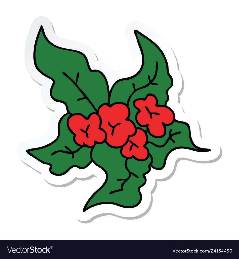 Sticker of a quirky hand drawn cartoon christmas