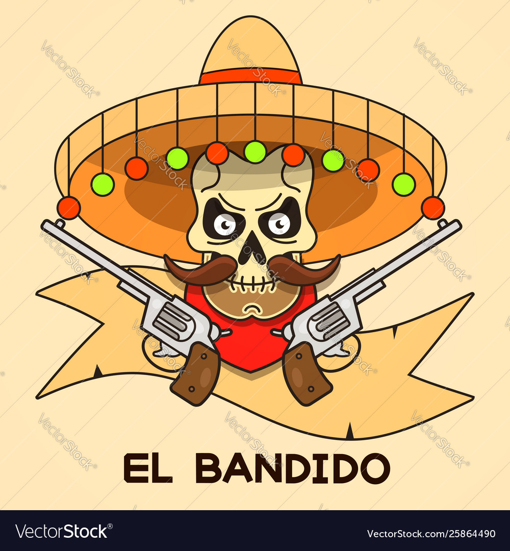 Wild west skull bandit with pistols