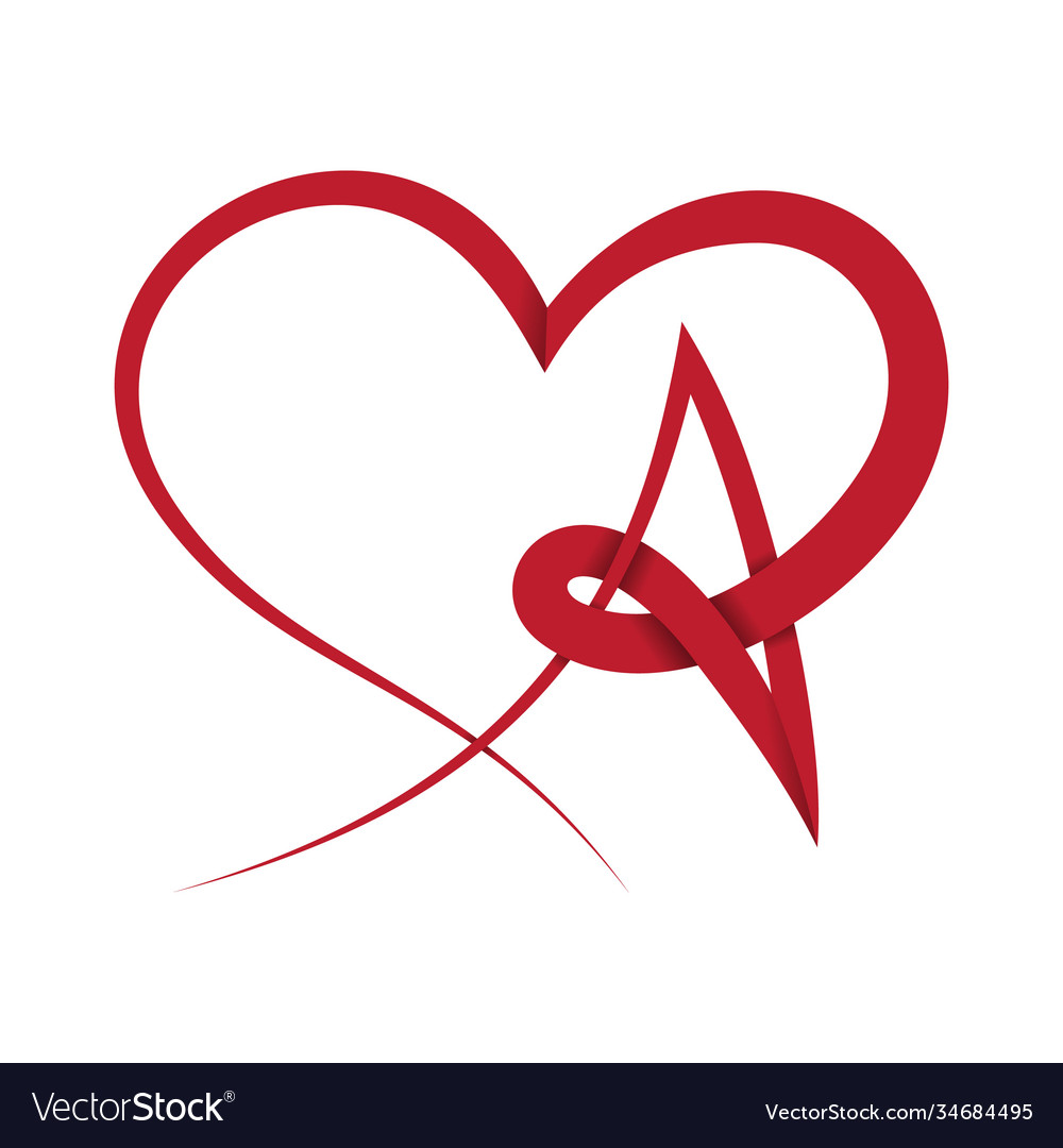 Abstract letter a love symbol in flat style Vector Image