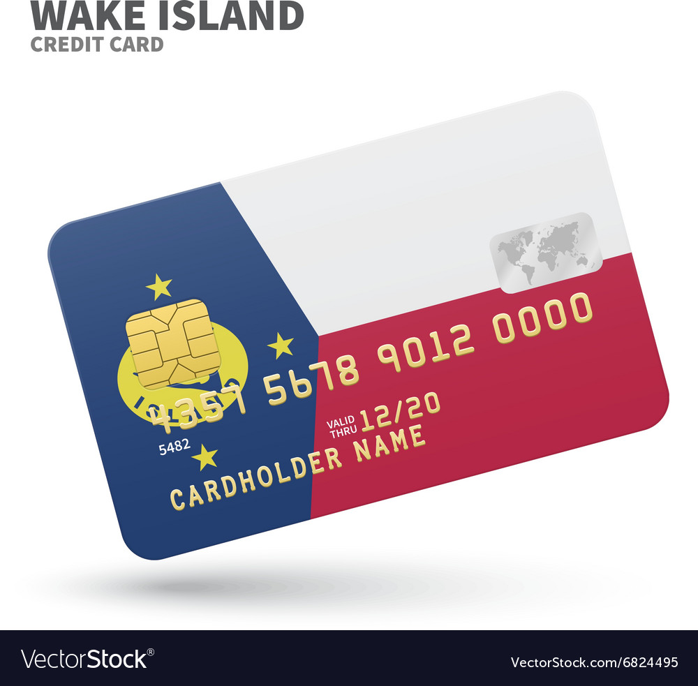 Credit card with wake island flag background