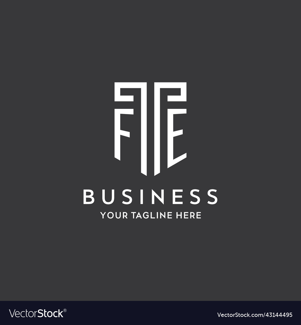 Fe monogram initial name with shield shape icon