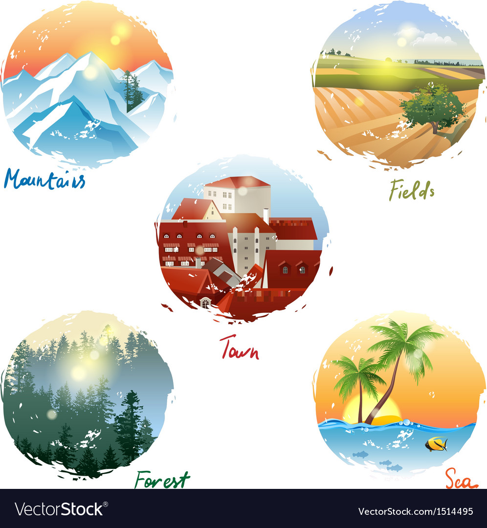 landscape-types-royalty-free-vector-image-vectorstock